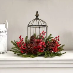 15" Pine & Berry Birdhouse Candelabrum -Michaels Shop D292869S 15