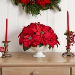 13" Red Poinsettia Arrangement In Urn -Michaels Shop D292879S 12