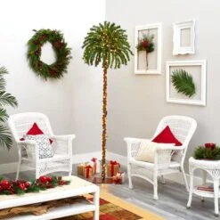 7ft. Pre-Lit Christmas Palm Tree, Warm White LED Lights -Michaels Shop D292903S 5