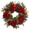 24" Red Hydrangea Pine Wreath -Michaels Shop D292947S 1