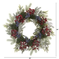 24" Pine & Cedar Wreath With Berries -Michaels Shop D292958S 2