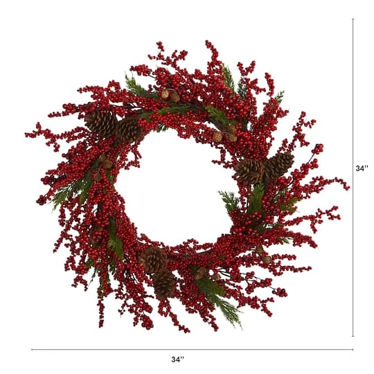 2.8ft. Cypress Berry & Pinecone Wreath 6 2.8ft. Cypress Berry & Pinecone Wreath - Image 4