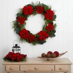 3ft. Red Poinsettia & Pine Wreath -Michaels Shop D292977S 12