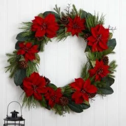 3ft. Red Poinsettia & Pine Wreath -Michaels Shop D292977S 13