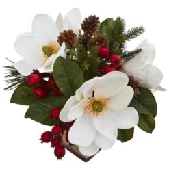 15" Magnolia, Pine & Berries Artificial Arrangement -Michaels Shop D322266S 2