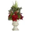 2ft. Poinsettia, Grass & Succulent Arrangement In White Urn 1 2ft. Poinsettia, Grass & Succulent Arrangement In White Urn -Michaels Shop D322363S 1