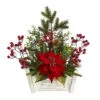18'' Poinsettia, Succulent & Berry In Bench Planter -Michaels Shop D322372S 1