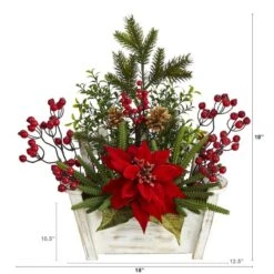 18'' Poinsettia, Succulent & Berry In Bench Planter -Michaels Shop D322372S 2