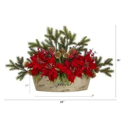 18'' Poinsettia, Succulent & Pine Plant In Decorative Vase -Michaels Shop D322373S 2