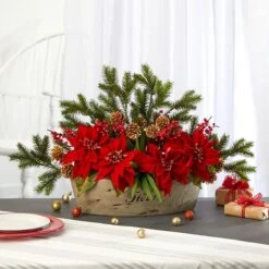 18'' Poinsettia, Succulent & Pine Plant In Decorative Vase -Michaels Shop D322373S 3