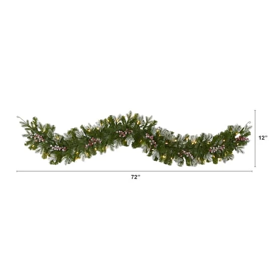 6ft. LED Snow Tipped Berries & Pine Christmas Garland 7 6ft. LED Snow Tipped Berries & Pine Christmas Garland - Image 5