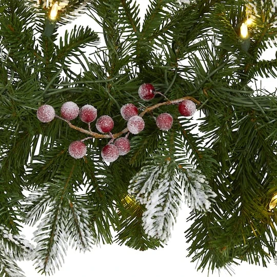 6ft. LED Snow Tipped Berries & Pine Christmas Garland 5 6ft. LED Snow Tipped Berries & Pine Christmas Garland - Image 3