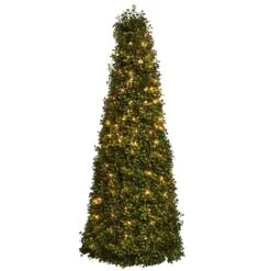 3t. Pre-Lit Boxwood Cone Artificial Christmas Tree, Clear Lights -Michaels Shop D322427S 2