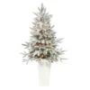3.5ft. Pre-Lit Flocked Manchester Spruce Christmas Tree In White Planter -Michaels Shop D322561S 1