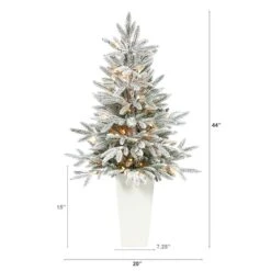 3.5ft. Pre-Lit Flocked Manchester Spruce Christmas Tree In White Planter -Michaels Shop D322561S 2