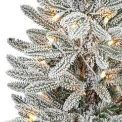 3.5ft. Pre-Lit Flocked Manchester Spruce Christmas Tree In White Planter -Michaels Shop D322561S 4