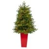 3.5ft. Pre-Lit Yukon Mountain Fir Artificial Christmas Tree In Red Planter, Clear Lights -Michaels Shop D322642S 1