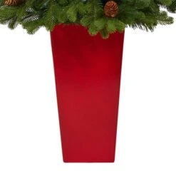 3.5ft. Pre-Lit Yukon Mountain Fir Artificial Christmas Tree In Red Planter, Clear Lights -Michaels Shop D322642S 6