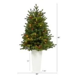3.5ft. Pre-Lit Yukon Mountain Fir Artificial Christmas Tree In White Planter, Clear Lights -Michaels Shop D322643S 2