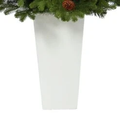 3.5ft. Pre-Lit Yukon Mountain Fir Artificial Christmas Tree In White Planter, Clear Lights -Michaels Shop D322643S 6