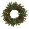 24" LED Green Pine Christmas Wreath With Berries & Pinecones -Michaels Shop D322796S 1
