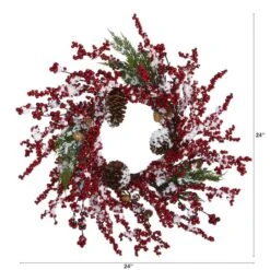 24" Frosted Cypress Wreath With Berries & Pinecones -Michaels Shop D322801S 2