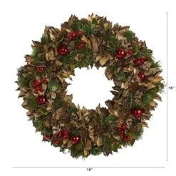 15in. Holiday Wreath With Pine Cones & Ornaments -Michaels Shop D322843S 2