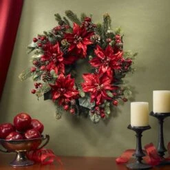 2ft. Poinsettia & Berry Wreath -Michaels Shop D322853S 2