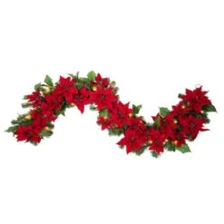 Haute Décor 6ft. Pre-Lit LED Poinsettia Garland -Michaels Shop D330224S 3