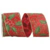 JAM Paper 2.5" X 10yd. Red & Green Holly Leaf Glitter Satin Wired Ribbon -Michaels Shop D341086S 1