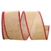 JAM Paper 2.5" X 10yd. Natural Burlap With Red Wired Edge Ribbon -Michaels Shop D341111S 1