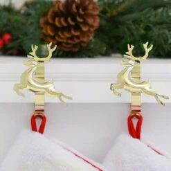 Original MantleClip® Gold Reindeer Icons Stocking Holders, 2ct. -Michaels Shop D349375S 2