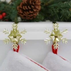 Original MantleClip® Gold Snowflake Icons Stocking Holders, 2ct. -Michaels Shop D349403S 2