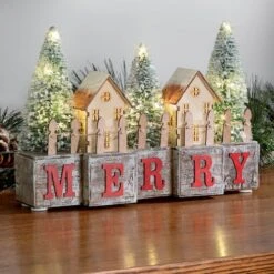 Haute Decor Lighted Merry Christmas Wood Blocks -Michaels Shop D349459S 2