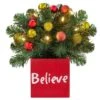 14" LED Believe Classic Greenery In Red Wood Container -Michaels Shop D349460S 1