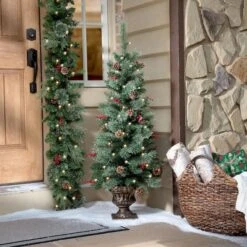 4ft. Pre-Lit Caroline Artificial Porch Christmas Tree, Warm White LED Lights -Michaels Shop D349524S 3