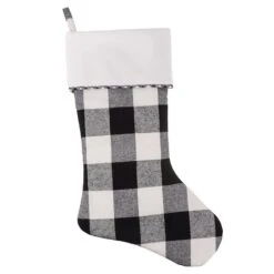 Haute Decor HangRight Black & White Buffalo Check Christmas Stocking