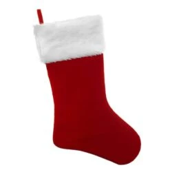 Haute Decor HangRight™ 20" Deluxe Red & White Fur Cuff Stocking