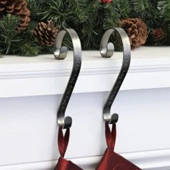 Haute Decor Stocking Scroll® Holly Embossed Pewter Stocking Holders, 2ct. -Michaels Shop D349633S 2