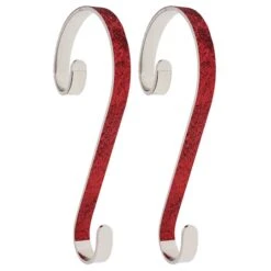 Haute Decor Stocking Scroll® Red Glitter Stocking Holders, 2ct.