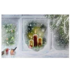 Northlight LED Lighted Snowy Window Pane And Candles Christmas Canvas Wall Art -Michaels Shop D361866S 1 1