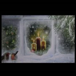 Northlight LED Lighted Snowy Window Pane And Candles Christmas Canvas Wall Art -Michaels Shop D361866S 13