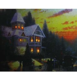 Northlight LED Lighted Victorian Christmas At Sunset Canvas Wall Art -Michaels Shop D361867S 1 1