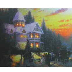 Northlight LED Lighted Victorian Christmas At Sunset Canvas Wall Art -Michaels Shop D361867S 2