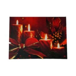 Northlight LED Lighted Glitter Striped Candles With Poinsettia & Bow Christmas Wall Art -Michaels Shop D361869S 1 1