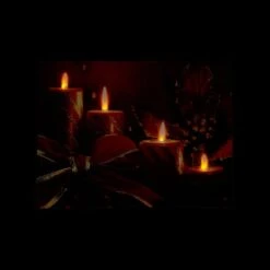 Northlight LED Lighted Glitter Striped Candles With Poinsettia & Bow Christmas Wall Art -Michaels Shop D361869S 2