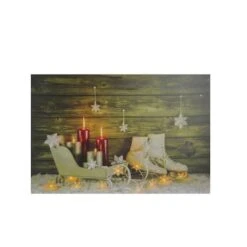 Northlight Christmas Ice Skates & Sleigh LED Lighted Canvas Wall Art -Michaels Shop D361878S 1 1