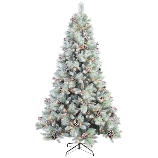 7ft. Pre-Lit And Pre-Decorated Glitter Mixed Pine Artificial Christmas Tree, Clear LED Lights 3 7ft. Pre-Lit And Pre-Decorated Glitter Mixed Pine Artificial Christmas Tree, Clear LED Lights