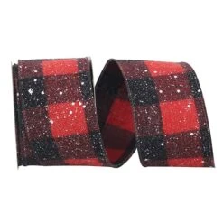 Reliant 2.5" X 10yd. Snow Speckled Red & Black Buffalo Check Wired Ribbon 5 Reliant 2.5" X 10yd. Snow Speckled Red & Black Buffalo Check Wired Ribbon -Michaels Shop D376787S 1 1