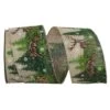 Reliant 2.5" X 10yd. Deer Forest Scene Linen Wired Ribbon -Michaels Shop D376851S 1